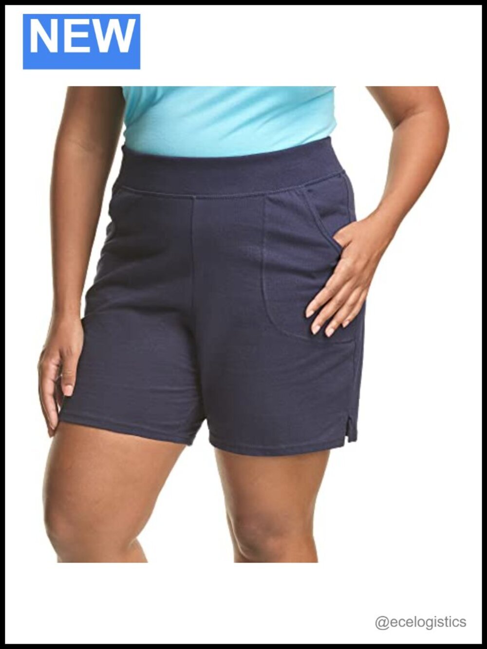 Plus Size Cotton Jersey Shorts with Pockets, Pull-on Gym Shorts 7-Inch Inseam